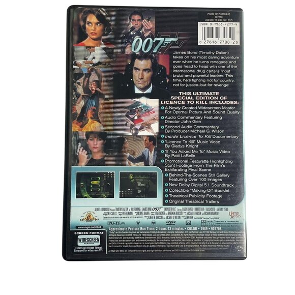 Licence to Kill 007 James Bond Spy Action DVD 1989 PG 13 u Timothy Dalton Robert - Picture 2 of 2